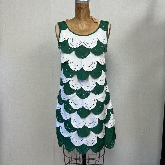 Ever Pretty Dresses & Skirts - NWT Deadstock 2000s Scalloped Edge Layered Laser Cut Tiered Plastic Dress Med